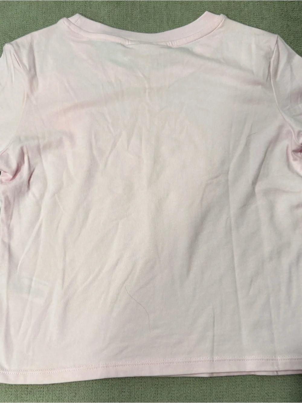 LoveShackFancy Pink Short Sleeve Tee with White Lace Bow Appliqué